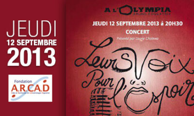 Leurs voix pour l'espoir, le 12 septembre 2013 à l'Olympia !