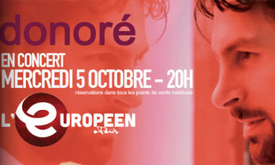 Donoré en concert le 5 octobre à l'Européen (Paris)