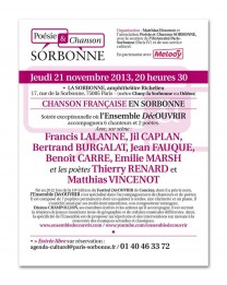 Chanson en Sorbonne – 21 novembre 2013 – La Sorbonne, Paris